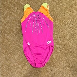 GK Kids Hot Pink One-Piece Swimsuit with Orange & Yellow Accents